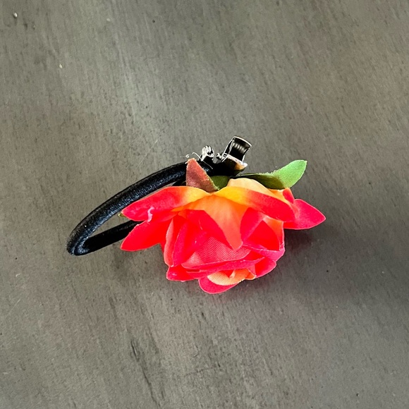 Dark Orange 2" Rose Silk Flower Floral Alligator Hair Clip Brooch Elastic Tie - Picture 2 of 4